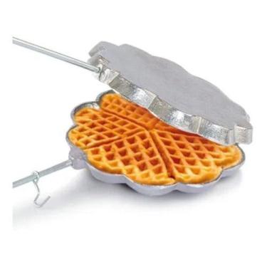 Imagem de Sanduicheira Em Alumínio P Waffle Forma Flor Cabo Madeira - MK