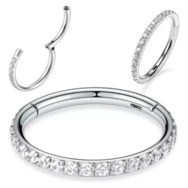 Imagem de Piercing Titânio Argola Click Cravejada - AraStore, 12mm
