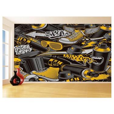 Imagem de Papel De Parede 3D Arte Graffiti Mural Grafite 3,5M Tra78 - Você Decor