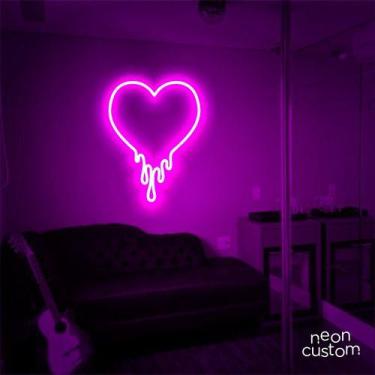 Imagem de luminaria letreiro Neon Led Coração Derretido 50x40 luminoso decoração
