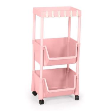 Imagem de Kit 2 Carrinho Multiuso Prático 3 Prateleiras em Plástico com Rodízio 