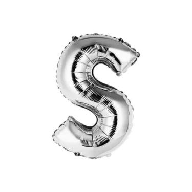 Imagem de Balão Metalizado Prata Letra Decoração Festa 55 cm - Alia, Letra S