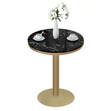 Imagem de Mesa de bistrô, mesa de bar redonda, mesa de jantar de pub, mesa de jantar de coquetel com altura de balcão com tampo de mármore e base de metal, para sala de estar, quarto, café