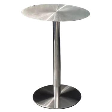 Imagem de Mesa de bar redonda, mesa alta de aço inoxidável, coquetel, pub, café, chá, jantar, mesa de bistrô para cozinha, restaurante e café