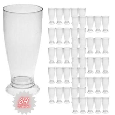 Imagem de Kit 84 Copos Mini Tulipa Acrílico Transparente 220ml Chopp - Lsc Toys