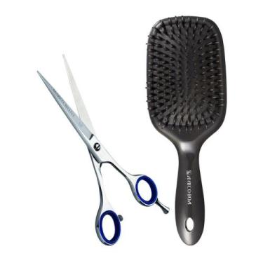 Imagem de Combo barbearia tesoura escova raquete marco boni - Genérico
