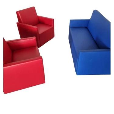 Imagem de Kit com 3 poltronas coloridas vermelha e azul sku_83 - O REI DAS POLTR