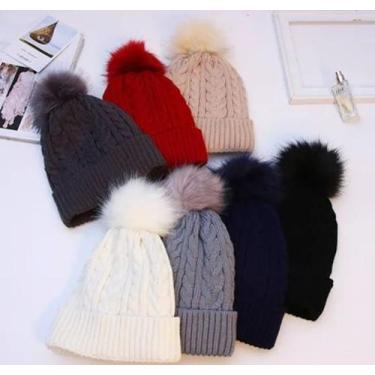 Imagem de Kit 03 Toucas Inverno Pompom Gorro Forrada Feminino - Touca Lã