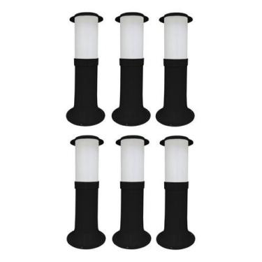 Imagem de Poste Balizador Luminária Casa Sítio Jardim 35cm Preto Kit 6 - Plaslum