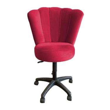 Imagem de Cadeira Mocho Para Estética Escritório Veludo Vermelho - LM DECOR
