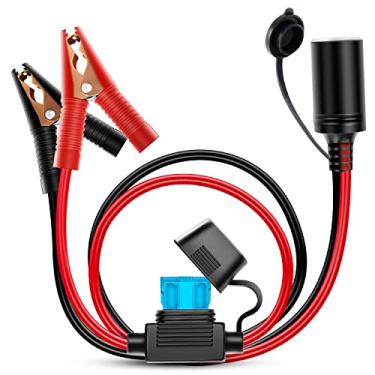 Imagem de Nilight 10026 W Cabo Plug Soquete Braçadeira 4,9 pés/1,5 m 16 AWG Clip-On e Adaptador de Isqueiro de Carro Extensão de Bateria com Fusível 15A