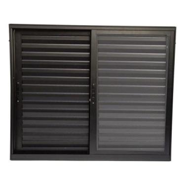 Imagem de Veneziana 3 folhas 1,00x1,20 sem grade no alumínio preto - Comercial P