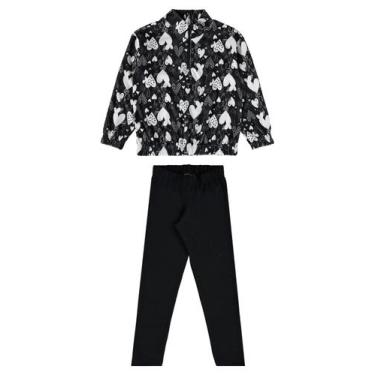 Imagem de Conjunto Blusão e Calça Legging Infantil Menina Guloseima, Preto, 2