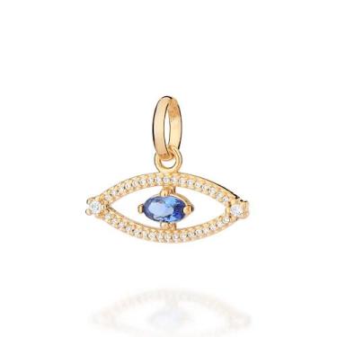 Imagem de Pingente rommanel feminino banhado ouro 18k olho grego cravejado pedra