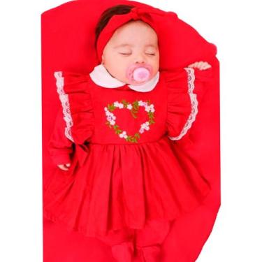 Imagem de Saída Maternidade Menina com Vestido Bordado de Coracao 04 peças  Zoe 