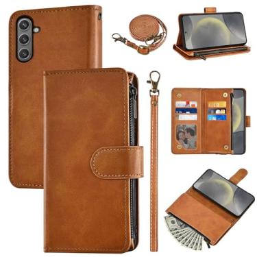 Imagem de Furiet Capa carteira para Samsung Galaxy S23 FE 5G com alça de pulso e alça de ombro couro PU flip elegante 6 porta-cartões bolso dinheiro acessórios para celular capa para celular para S 23 EF S23FE