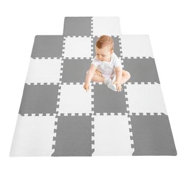 Imagem de 18 Pieces Foam Play Mat, Interlocking Playmat Tiles, Foam Floor Mat Tiles for Kids, Puzzle Play Mat, Exercise Gym Mats – Color of Gray & White