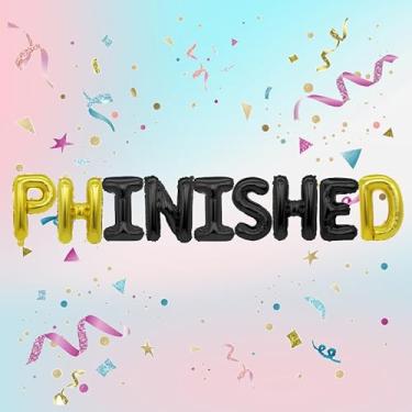 Imagem de Decorit Phinished Balloons, Ph.inisheD. Finished I’m Phinally Done Graduation Party Decorations for Ph.D. Grads and Survivors, Class of 2024 Congrats Doctor Party Supplies, PhD gift, Gold and Black