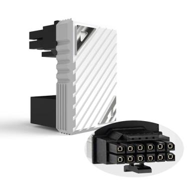Imagem de Formulamod 16 pinos GPU PCI-e 5.0 conector angular de 180 graus, 12VHPWR macho para fêmea, adaptador u turn para placa gráfica de desktop (conector Z, branco)