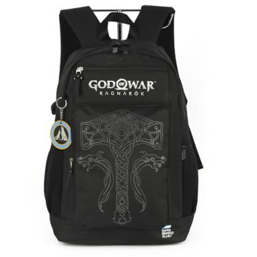 Imagem de Mochila De Costas Escolar Grande Fãs God Of War Ragnarok (Preto)