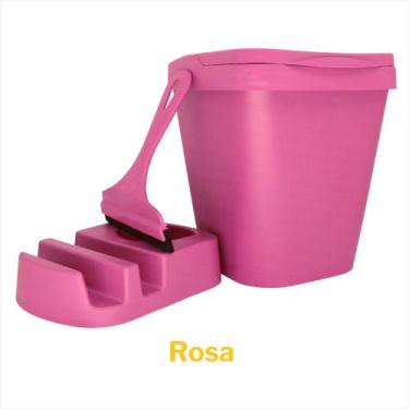 Imagem de Kit Pia Lixeira 4,8L Porta Detergente Com 3 Divisórias e Rodo de Pia R