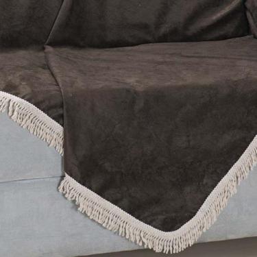 Imagem de Manta Xale Para Sofá Sala Decorativo 1,50m Suede C/ Franja - Angel Dis