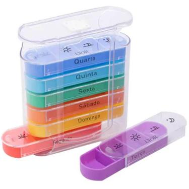 Imagem de Kit 7 Porta Remédios Semanal Organizadores Comprimidos Plástico 13x11,5x4,5cm