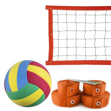 Imagem de Kit Rede de Vôlei 5 metros + Marcação Laranja + Bola - Evo Sports, Pre