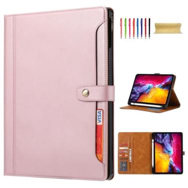Imagem de Capa flip para Apple iPad Air 13 2025 2024 M3 M2/ Pro 12,9 polegadas 2022/2021/2020/2018, porta-lápis, capa inteligente para hibernar e despertar automática, suporte de bolso, fecho de pressão para