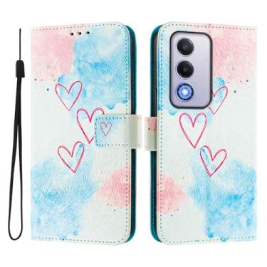 Imagem de Capa carteira para Oppo K12x 5G, 3 compartimentos para cartão, 1 compartimento para dinheiro, capa flip de couro PU com padrão fofo, capa com fivela magnética à prova de choque, compatível com sem fio