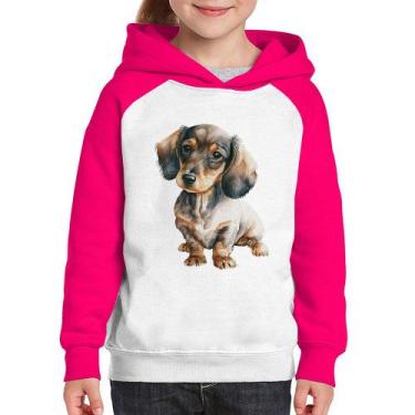 Imagem de Moletom Infantil Cachorro Dachshund - Foca na Moda, Branco, Rosa, 8