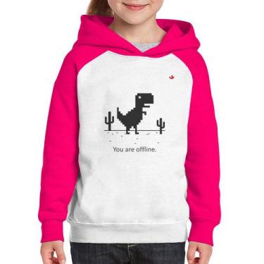 Imagem de Moletom Infantil You are offline - Foca na Moda, Branco, Rosa, 2