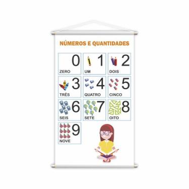 Imagem de Banner Pedagógico Escolar Números Quantidade 0 a 9 80x50cm - PlimShop
