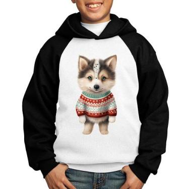 Imagem de Moletom Infantil Cachorro Husky Siberiano Natalino - Foca na Moda, Bra