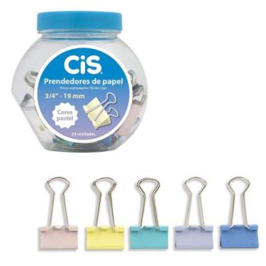 Imagem de Prendedor De Papel Binder Tons Pastel 19mm Pote com 24 Unidades - Cis