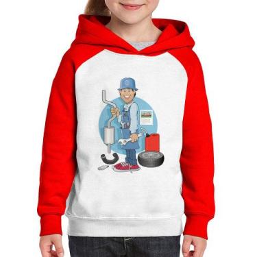 Imagem de Moletom Infantil Mecânico - Foca na Moda, Branco, Vermelho, 12