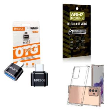 Imagem de Kit Adaptador USB para Tipo C + Capinha Samsung Note20 Ultra + Películ