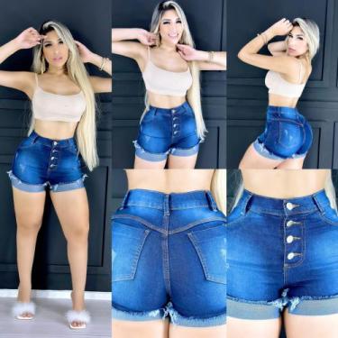 Imagem de Short Feminino Jeans Short Curto Jeans Rasgado Bermuda Feminina - Deni