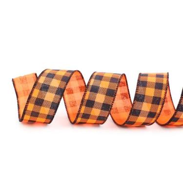 Imagem de Fita Halloween Xadrez - Laranja/Preto - 1 unidade - Cromus - Rizzo, M 