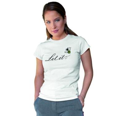 Imagem de Camiseta Feminina Let It Bee Abelha Baby Look - Hipsters, P, Branco