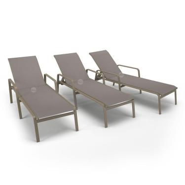 Imagem de Kit 3 Espreguiçadeiras Piscina Alumínio Fendi Tela Fendi