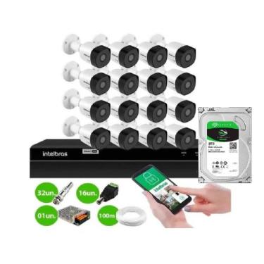 Imagem de Kit 16 Câmeras Vhd 3130 B Infra 30m Ip67 Dvr 16 Canais 3tb - Intelbras