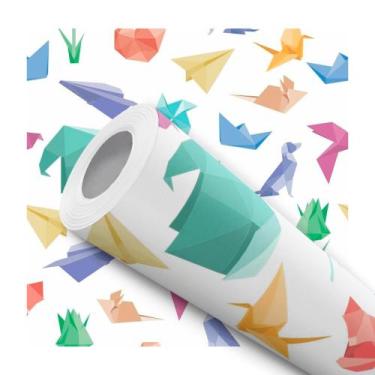 Imagem de Papel De Parede Adesivo Lavável Escritório Origami Animais Colorido Ca