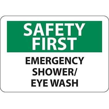 Imagem de National Marker SF45PB Placa "Safety First, Emergency Shower/Eye Wash", vinil PS, 25,4 cm x 35,5 cm