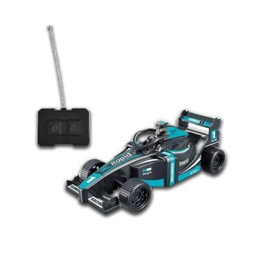 Imagem de Carrinho de controle remoto F1, controle o movimento com perfeição, sem fio, energizado por pilha, 15 CM de comprimento (Preto com Azul Piscina)