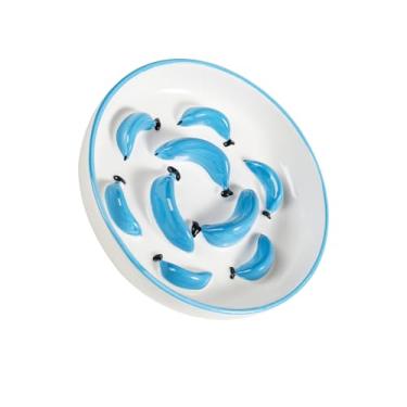 Imagem de Tigela de alimentação lenta para gatos de cerâmica – Tigela de alimentação lenta para gatos com tons vibrantes – Prato de comida de gato fofo labirinto para alimentação saudável – Alimentador