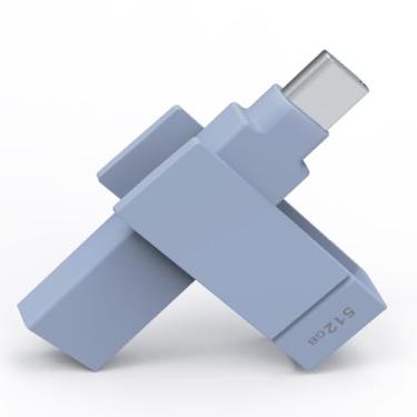 Imagem de PioData 512 GB Apple MFi certificado Morandi Blue 2 em 1 USB para iPhone, iPad, computador, USB tipo A e C, Pendrive de reserva iXflash para iPhone, pen drive iPhone