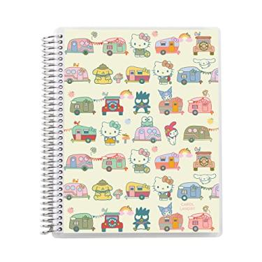 Imagem de Caderno enrolado Hello Kitty & Friends 21,5 cm x 28 cm (grade de pontos) - Capa Happy Campers e bobina platina. 160 páginas 36 kg. Papel moicano resistente Folha de adesivos incluída por Erin Condren.