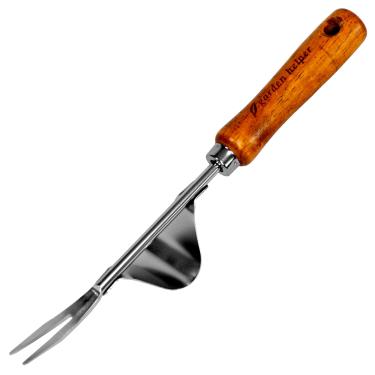 Imagem de Extrator de ervas daninhas de aço japonês resistente com cabo de madeira, ferramenta manual de remoção de ervas daninhas, ferramenta de remoção de ervas daninhas rápida e fácil, feita no Japão, prata