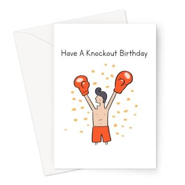 Imagem de LEMON LOCO Cartão comemorativo Have A Knockout Birthday | Cartão de aniversário de piada de boxe para boxeador, fã de boxe, irmão, pai, namorado, marido, ele, cartões de aniversário temáticos de boxe,